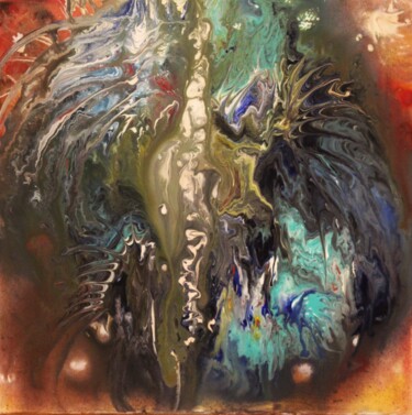 Картина под названием "Dragon" - Tammy Gauthreaux, Подлинное произведение искусства, Акрил Установлен на Деревянная рама для…