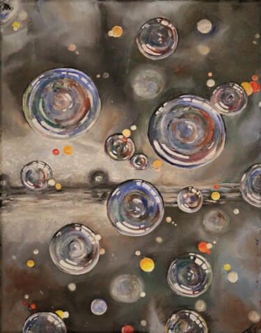 Painting titled "Car Wash" by Tammy Gauthreaux, Original Artwork, Oil Mounted on Wood Stretcher frame