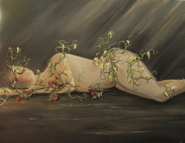 Painting titled "Nature rest" by Tammy Gauthreaux, Original Artwork, Oil Mounted on Cardboard