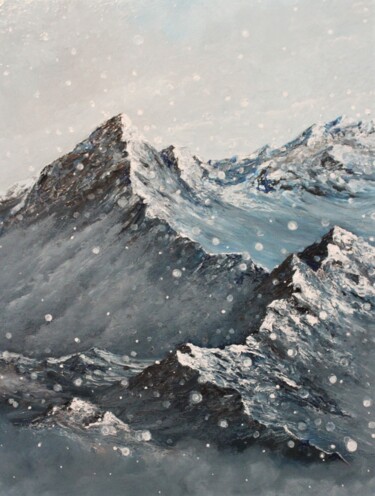 Schilderij getiteld "Crazy mountains" door Tammy Gauthreaux, Origineel Kunstwerk, Olie