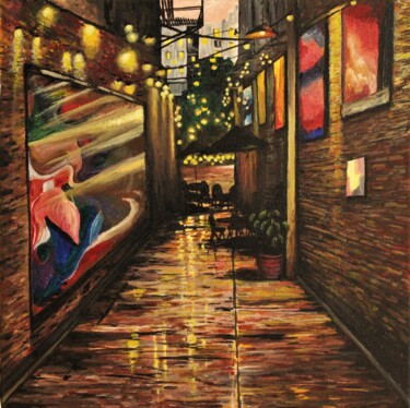 Painting titled "Art Alley, New Orle…" by Tammy Gauthreaux, Original Artwork, Acrylic Mounted on Wood Stretcher frame