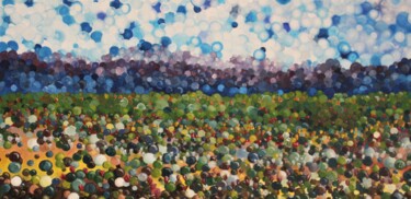 Painting titled "Tulip Field" by Tammy Gauthreaux, Original Artwork, Oil Mounted on Wood Stretcher frame