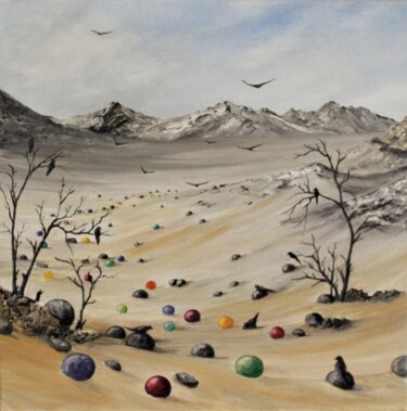 Painting titled "Death Valley" by Tammy Gauthreaux, Original Artwork, Oil Mounted on Wood Stretcher frame