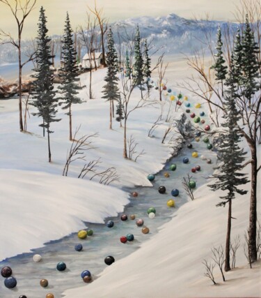Malerei mit dem Titel "Over the river and…" von Tammy Gauthreaux, Original-Kunstwerk, Öl Auf Keilrahmen aus Holz montiert