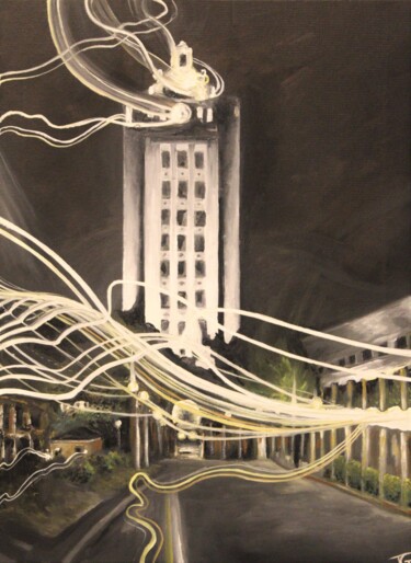 Картина под названием "Clock Tower" - Tammy Gauthreaux, Подлинное произведение искусства, Масло Установлен на Деревянная рам…