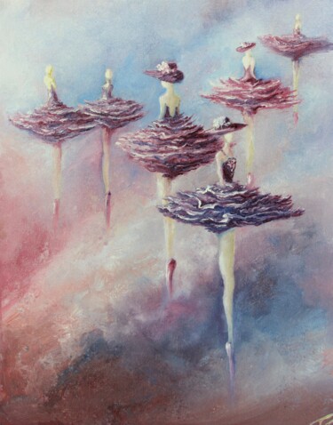Painting titled "ladies" by Tammy Gauthreaux, Original Artwork, Oil Mounted on Other rigid panel