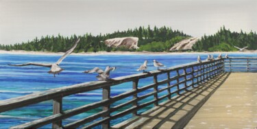 Painting titled "Coos Bay" by Tammy Gauthreaux, Original Artwork, Acrylic Mounted on Wood Stretcher frame