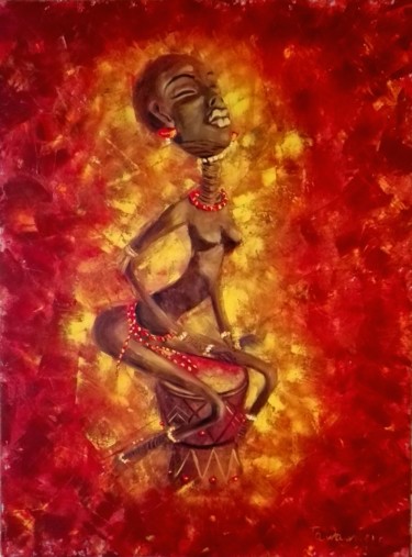 Painting titled "Dancing voodoo. Oil…" by Elena Tananaeva, Original Artwork, Oil Mounted on Wood Stretcher frame