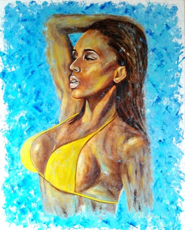 Картина под названием "Summer woman. Oil p…" - Elena Tananaeva, Подлинное произведение искусства, Масло Установлен на Деревя…