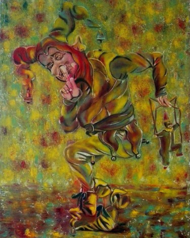 Картина под названием "Harlequin Oil paint…" - Elena Tananaeva, Подлинное произведение искусства, Масло Установлен на Деревя…