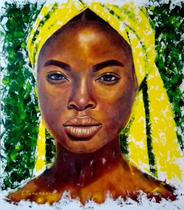 Painting titled "Oasis woman. Oil pa…" by Elena Tananaeva, Original Artwork, Oil