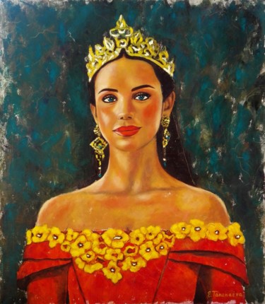 Painting titled "Queen. Original pai…" by Elena Tananaeva, Original Artwork, Oil