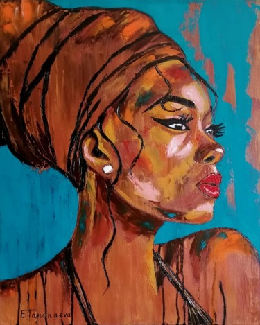 Painting titled "Black woman two." by Elena Tananaeva, Original Artwork, Oil