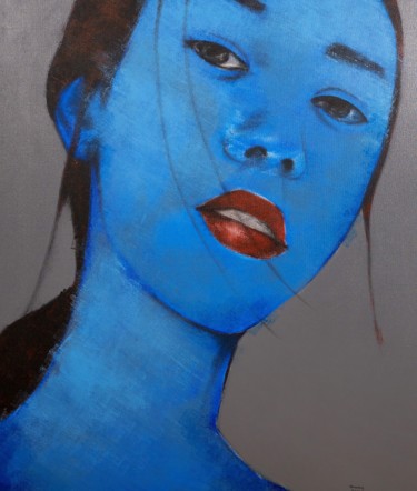 Painting titled "Blue Lady" by Tanarug, Original Artwork, Acrylic