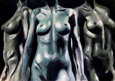 Malerei mit dem Titel "Triple take" von Mihai Tanasescu, Original-Kunstwerk, Öl