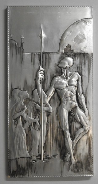 Scultura intitolato "The guardian of dig…" da Mihai Tanasescu, Opera d'arte originale, Alluminio