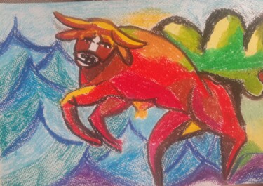 Картина под названием "Купание красного бы…" - Танашева Николаевна, Подлинное произведение искусства, Пастель