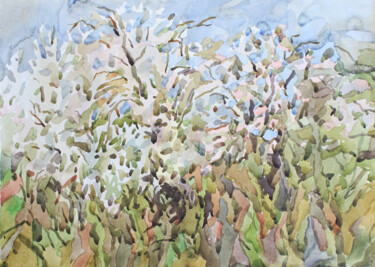 Peinture intitulée "White blooming appl…" par Tanbelia, Œuvre d'art originale, Aquarelle