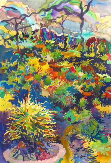 Картина под названием "Cactus Valley in Br…" - Tanbelia, Подлинное произведение искусства, Акварель