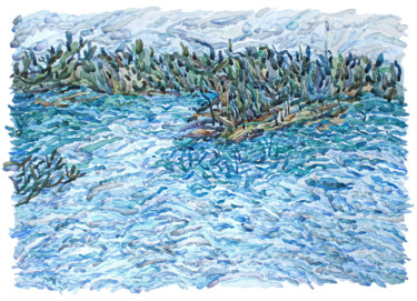 Pintura titulada "Basalt lake" por Tanbelia, Obra de arte original, Acuarela