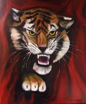 Peinture intitulée "Tigre" par Angélique Tanchon, Œuvre d'art originale