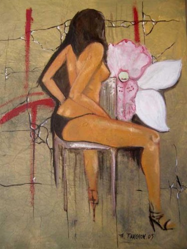 Peinture intitulée "orchidé" par Angélique Tanchon, Œuvre d'art originale