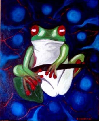 Peinture intitulée "grenouille" par Angélique Tanchon, Œuvre d'art originale