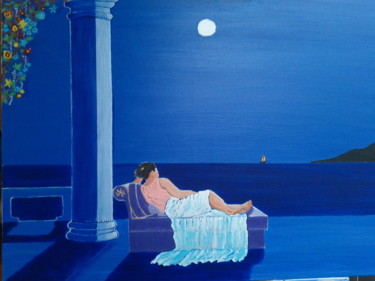 Painting titled "Noche Azul" by Jean Farré, Original Artwork, Acrylic