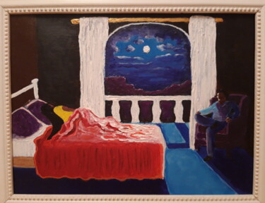 Malerei mit dem Titel "Gardien de ses nuits" von Jean Farré, Original-Kunstwerk, Acryl