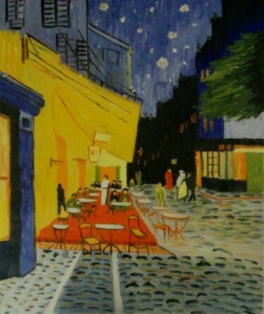 Painting titled "Van Gogh Coffee ter…" by Tangi Jaouen, Original Artwork, Oil
