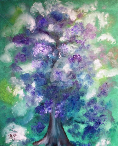 Peinture intitulée "arbre-bleu.jpg" par Tanguy De La Brosse, Œuvre d'art originale, Acrylique