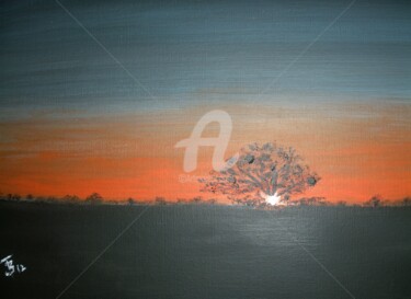 Painting titled "arbre-au-couchant.j…" by Tanguy De La Brosse, Original Artwork, Acrylic