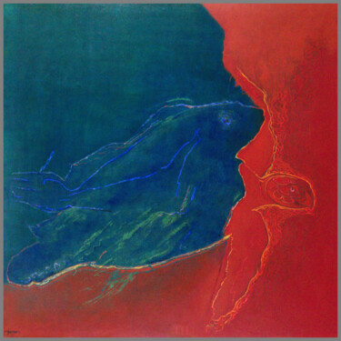 Malarstwo zatytułowany „La tortue rouge” autorstwa Thu Huong Ta Thi (TaNguyen), Oryginalna praca, Akryl Zamontowany na Alumi…