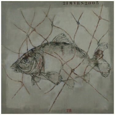 「L'obstacle」というタイトルの絵画 Thu Huong Ta Thi (TaNguyen)によって, オリジナルのアートワーク, インク アルミニウムにマウント