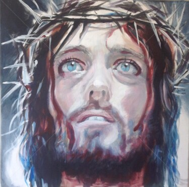 Painting titled "Jesus" by Tatiana K.F., Original Artwork, Acrylic
