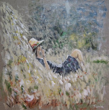 Painting titled "Dans le pré" by Tania Ohse, Original Artwork, Acrylic