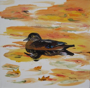 Pittura intitolato "Cane sur l'eau" da Tania Ohse, Opera d'arte originale, Acrilico