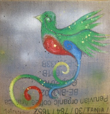 Pintura intitulada "Oiseau de paradis" por Tania Ohse, Obras de arte originais, Acrílico