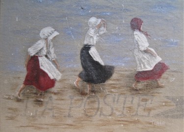 Painting titled "Trois filles sur la…" by Tania Ohse, Original Artwork, Acrylic