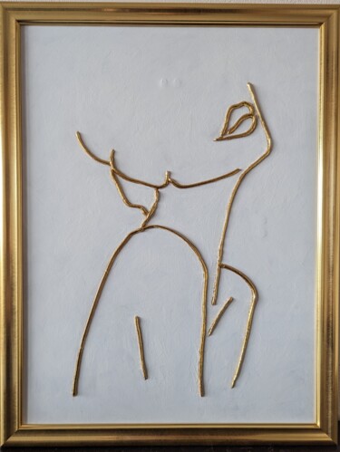 Malerei mit dem Titel "Dame en or" von Tania G, Original-Kunstwerk, Polymer Ton