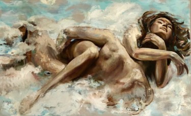 Painting titled "sweet dreams" by Tania Kudrya, Original Artwork, Oil Mounted on Wood Stretcher frame