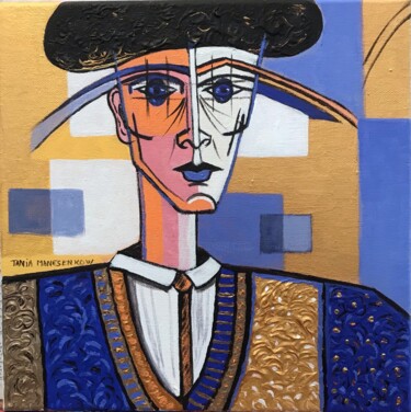 Malerei mit dem Titel "Matador bleu" von Tania Manesenkow, Original-Kunstwerk, Öl