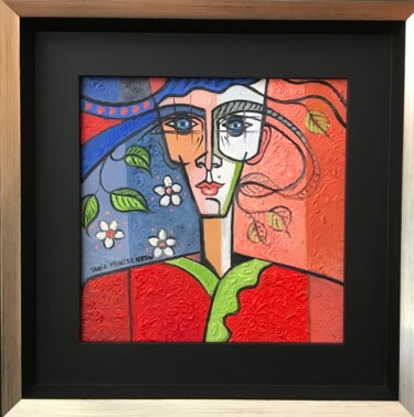 Painting titled "Matador rouge et ve…" by Tania Manesenkow, Original Artwork, Oil Mounted on Wood Stretcher frame