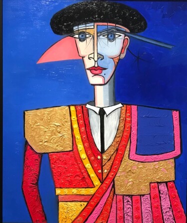 Pittura intitolato "Matador rouge chape…" da Tania Manesenkow, Opera d'arte originale, Olio Montato su Telaio per barella in…