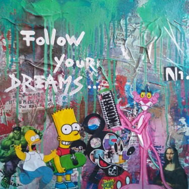 Peinture intitulée "pop art "Follow you…" par Tania Mtlv, Œuvre d'art originale, Acrylique