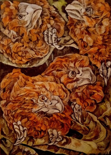 Painting titled "птицы в темноте" by Tania Timakova, Original Artwork, Acrylic