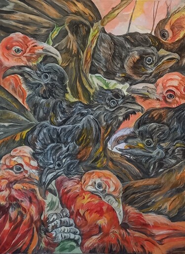 Картина под названием "Лесной пожар. 3вари…" - Tania Timakova, Подлинное произведение искусства, Акрил