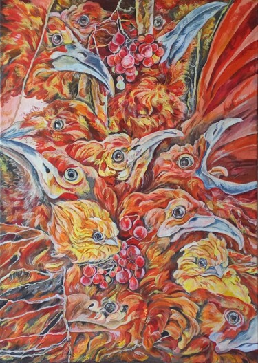 Malerei mit dem Titel "Лесной пожар. 4вари…" von Tania Timakova, Original-Kunstwerk, Acryl