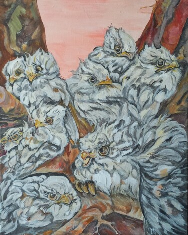 Painting titled "Суровые птицы. 2вар…" by Tania Timakova, Original Artwork, Acrylic