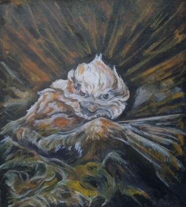 Pittura intitolato "Спрятавшаяся птица.…" da Tania Timakova, Opera d'arte originale, Gouache